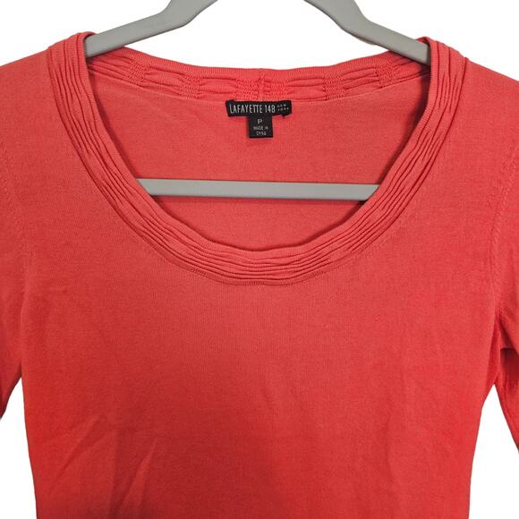 Lafayette 148 Sweater Knit Sweater Women S Orange Scoop Neck Sweater Pullover - Picture 2 of 8